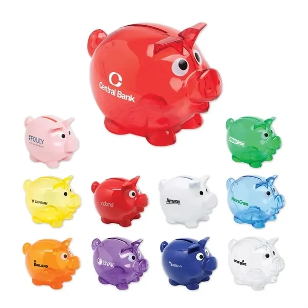 Custom 4 Inch Plastic Coin Piggy Bank Twist Plug — Financial Services Giveaway 1