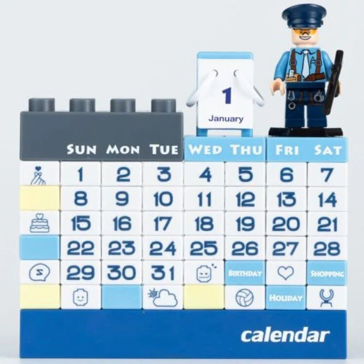 Building Block Perpetual Calendar with Cartoon Characters 1