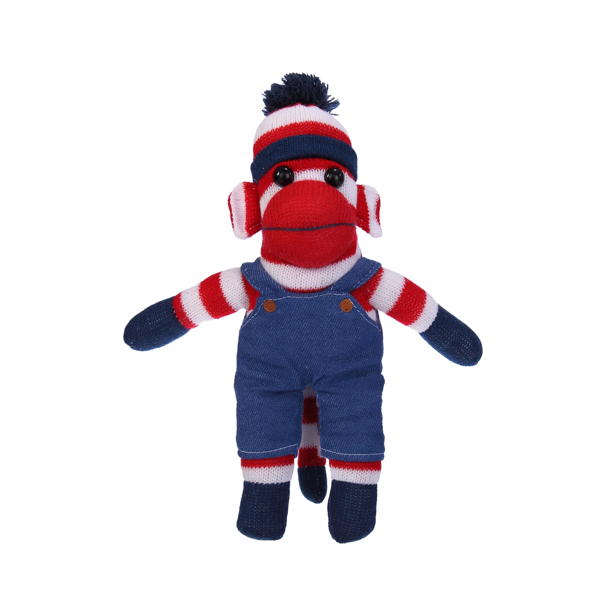 Patriotic Sock Monkey in Denim Overall 1