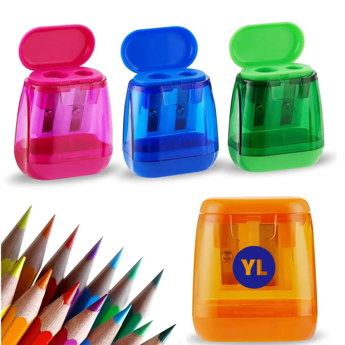 Mixed Color Double hole pencil sharpener 1