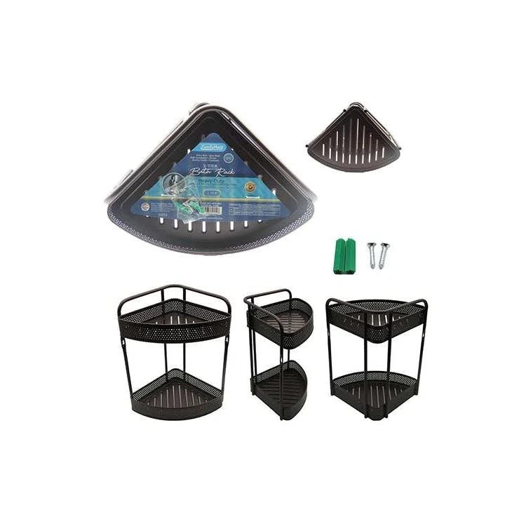 Two Tier Triangle Bath Racks - Black 1