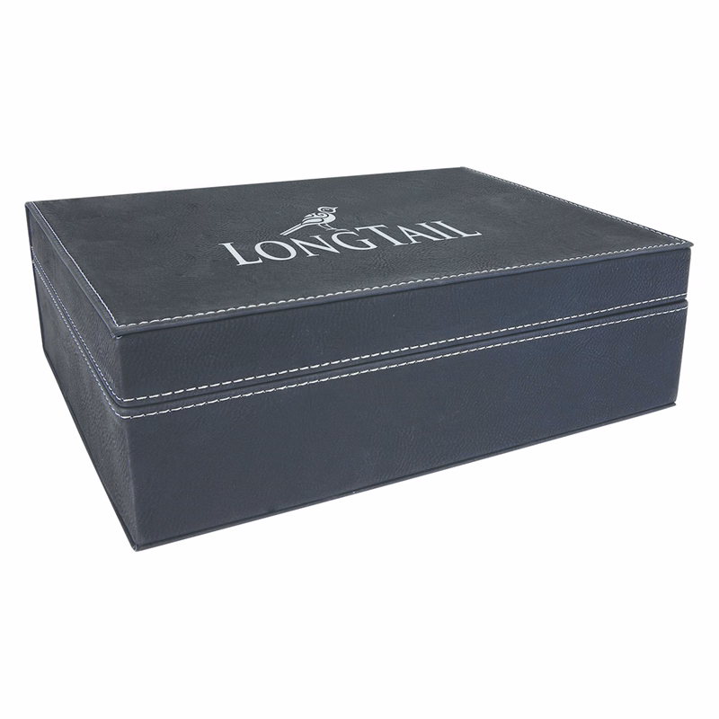 10 1/4" x 7 1/2" Black/Silver Leatherette Premium Gift Box