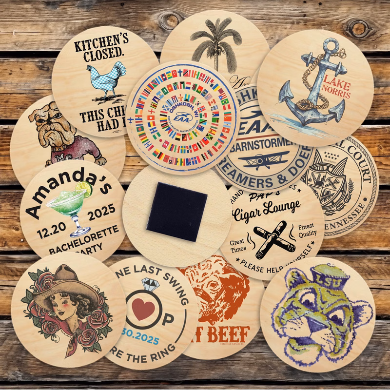 2" Round Wooden Magnet
