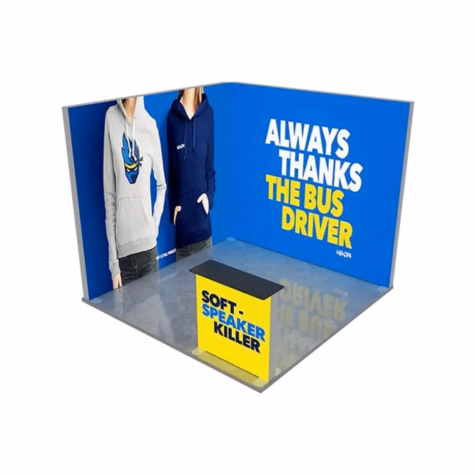 10ft Backlit Trade Show Display – LED Lightbox Display with Counter