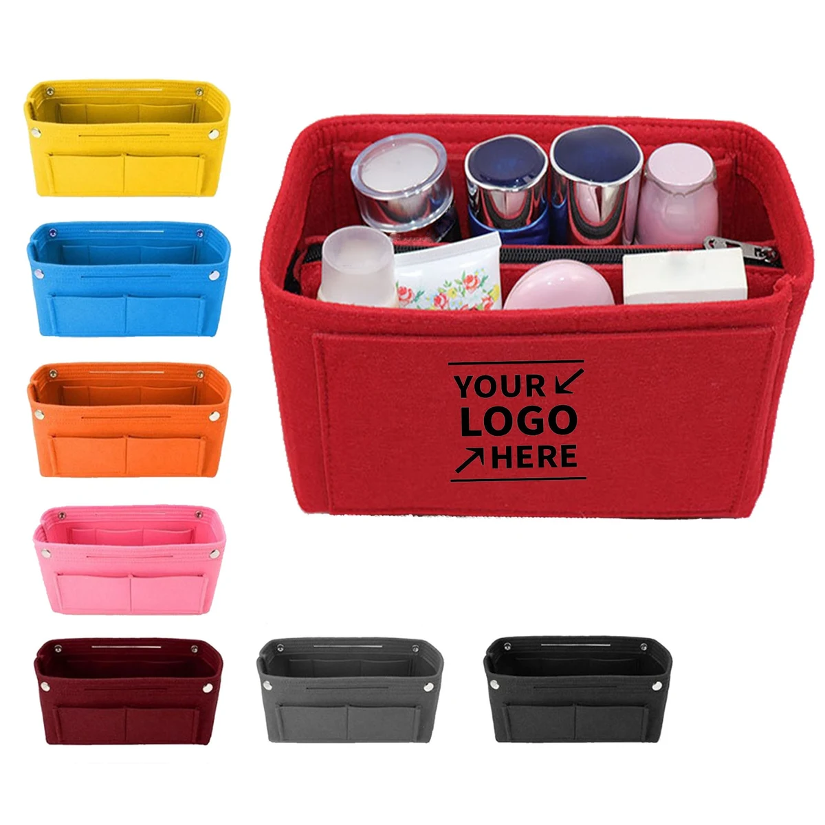 Felt Double Buckle Large Capacity Makeup Bag 1