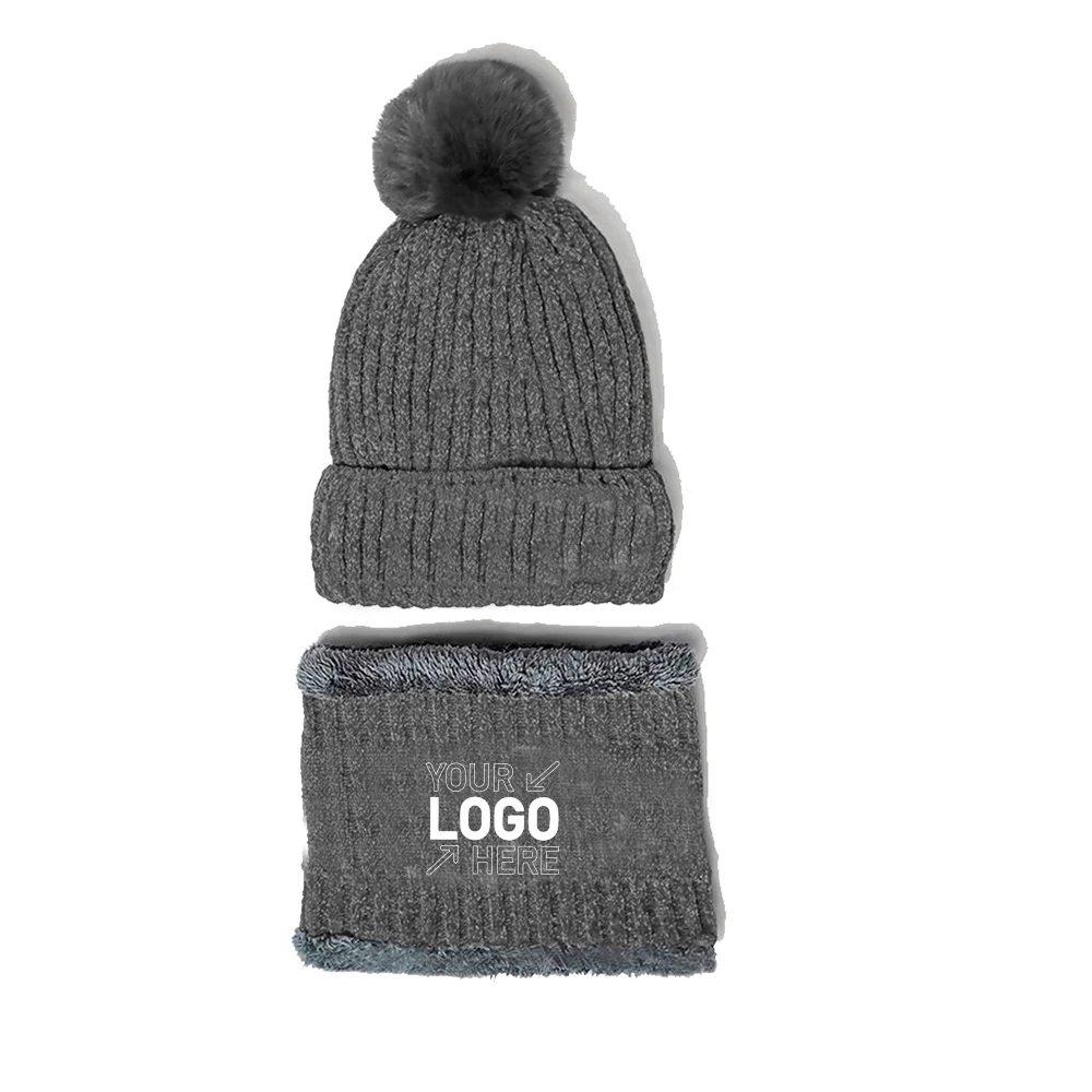 Two-piece fleece warm ear hat and scarf set 1