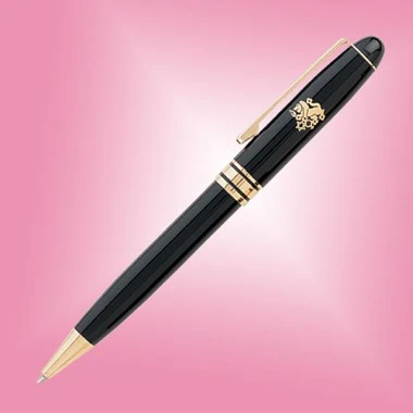 Ebony Brass Ball Point Pen - Black w/Gold Accent 1