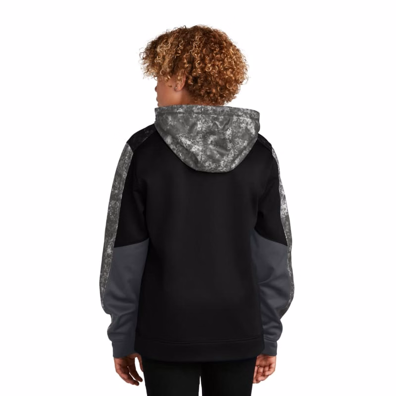 Sport-Tek Youth Sport-Wick Mineral Freeze Fleece Colorblock Hooded Pullover.