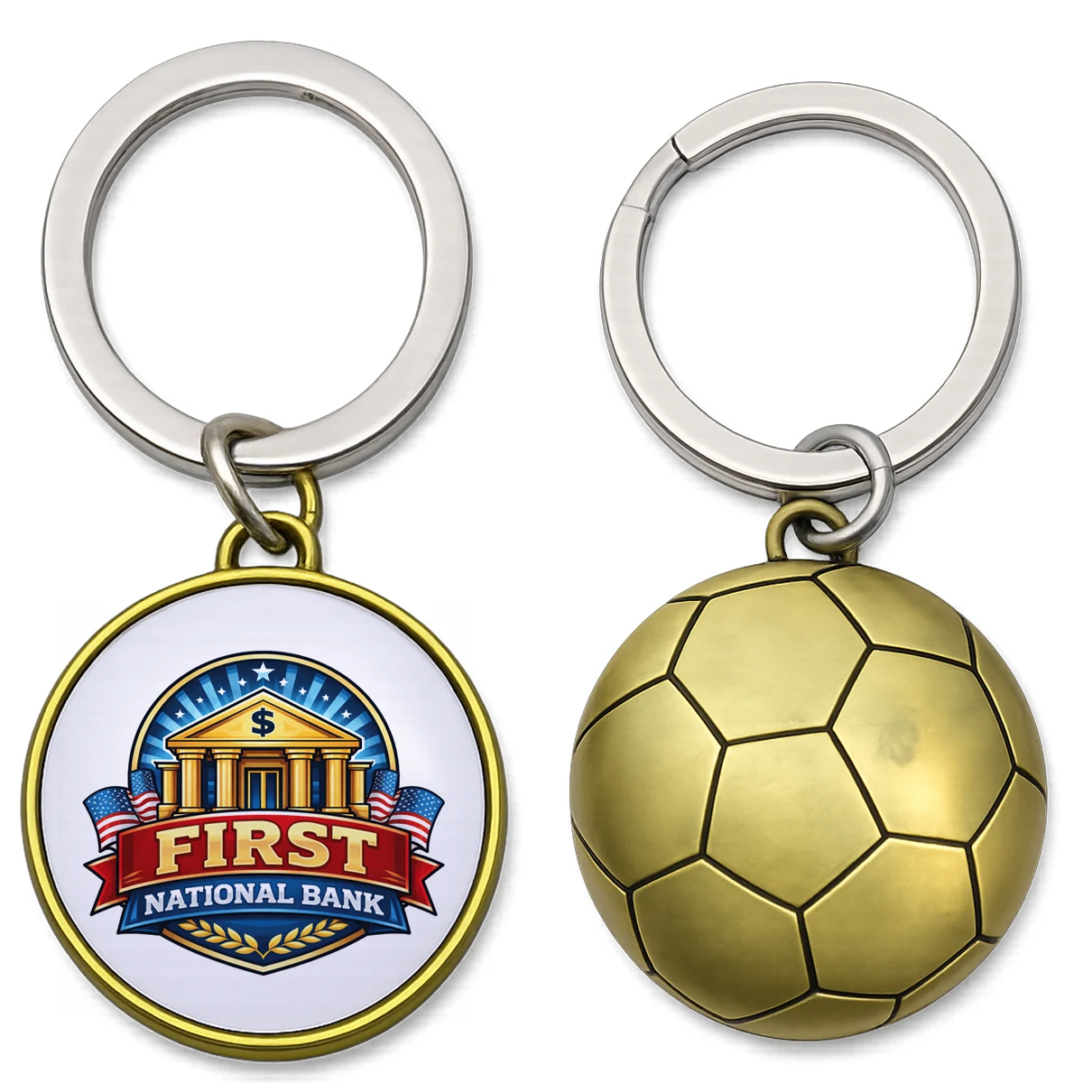 Soccer Ball Shaped Metal Keychain 1