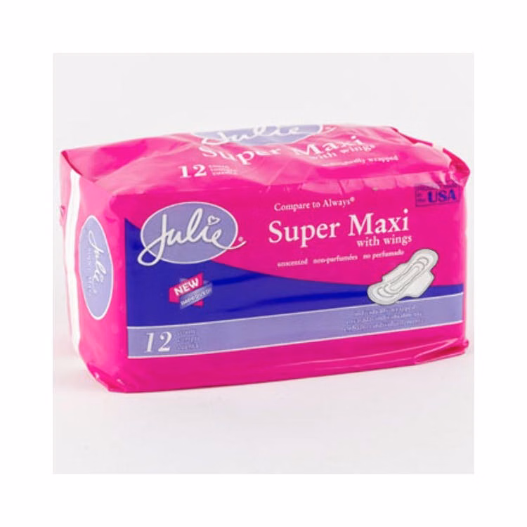 Julie Super Maxi Pads with Wings - 12 Pack