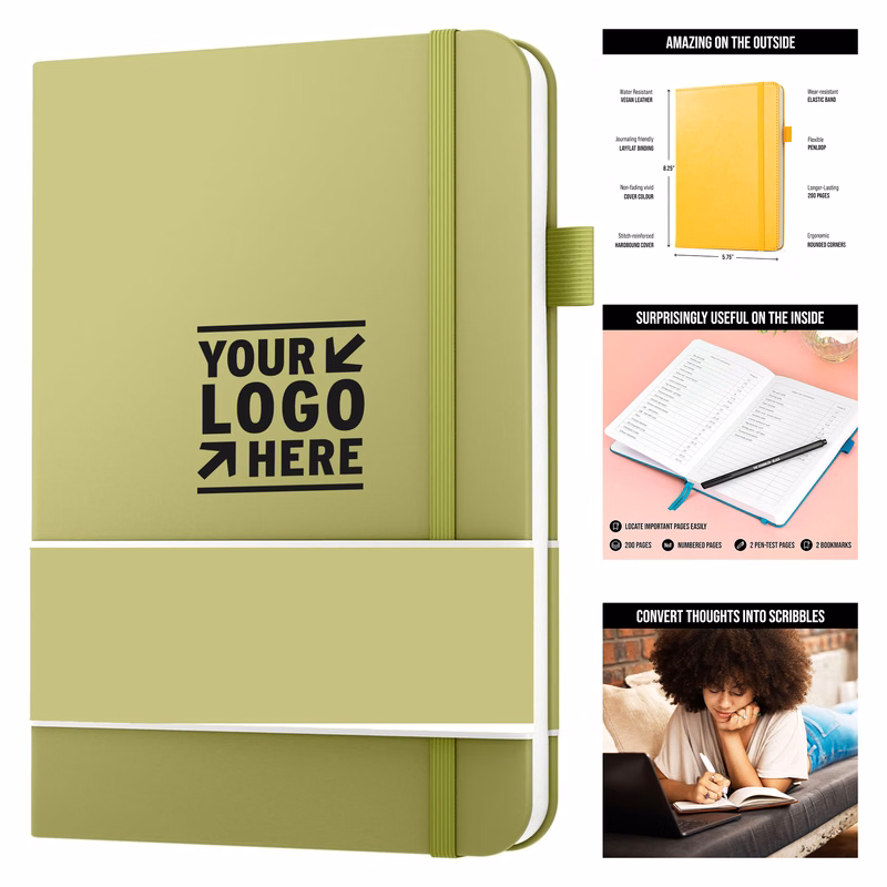5.75" x 8.2" Leather Hard Cover Graph Notebook