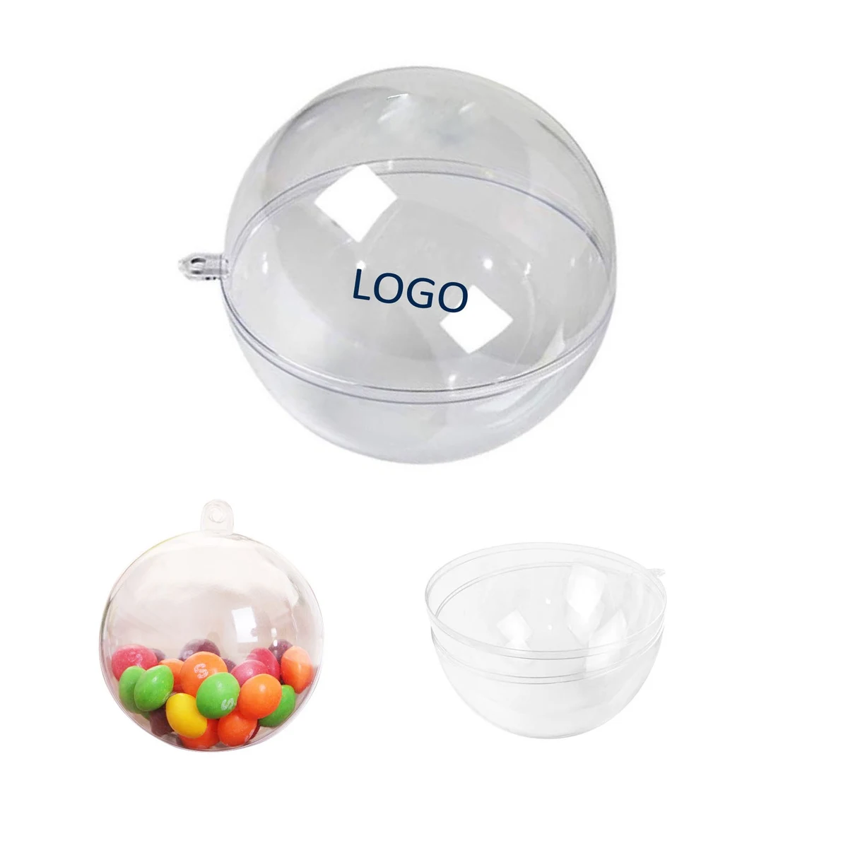 Plastic Clear Christmas Ball Ornaments- 2 Hemisphere 1