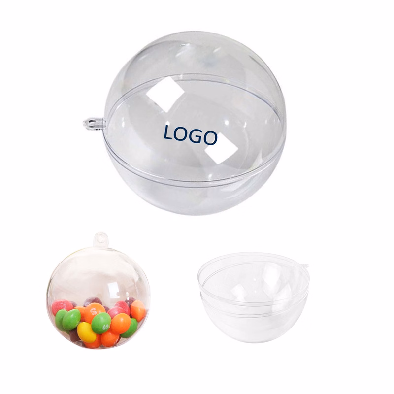 Plastic Clear Christmas Ball Ornaments- 2 Hemisphere