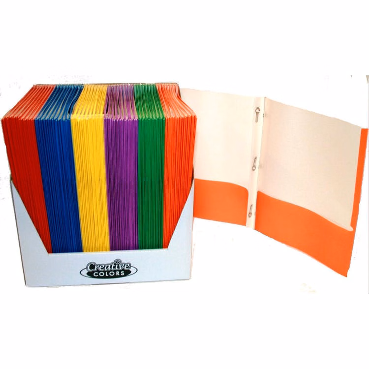 2 Pocket Folders - Assorted Colors 3 Prongs