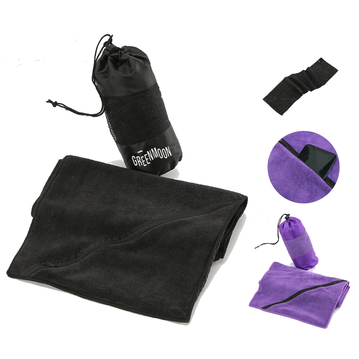 Fall Sports Gym Towel with Drawstring Bag 1