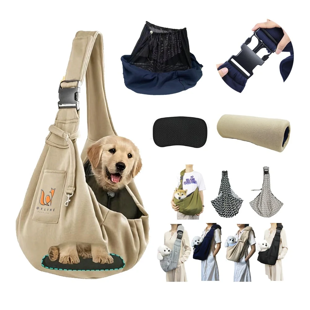 Padded Pet Sling Carrier Bag with Escape-Proof Net 1