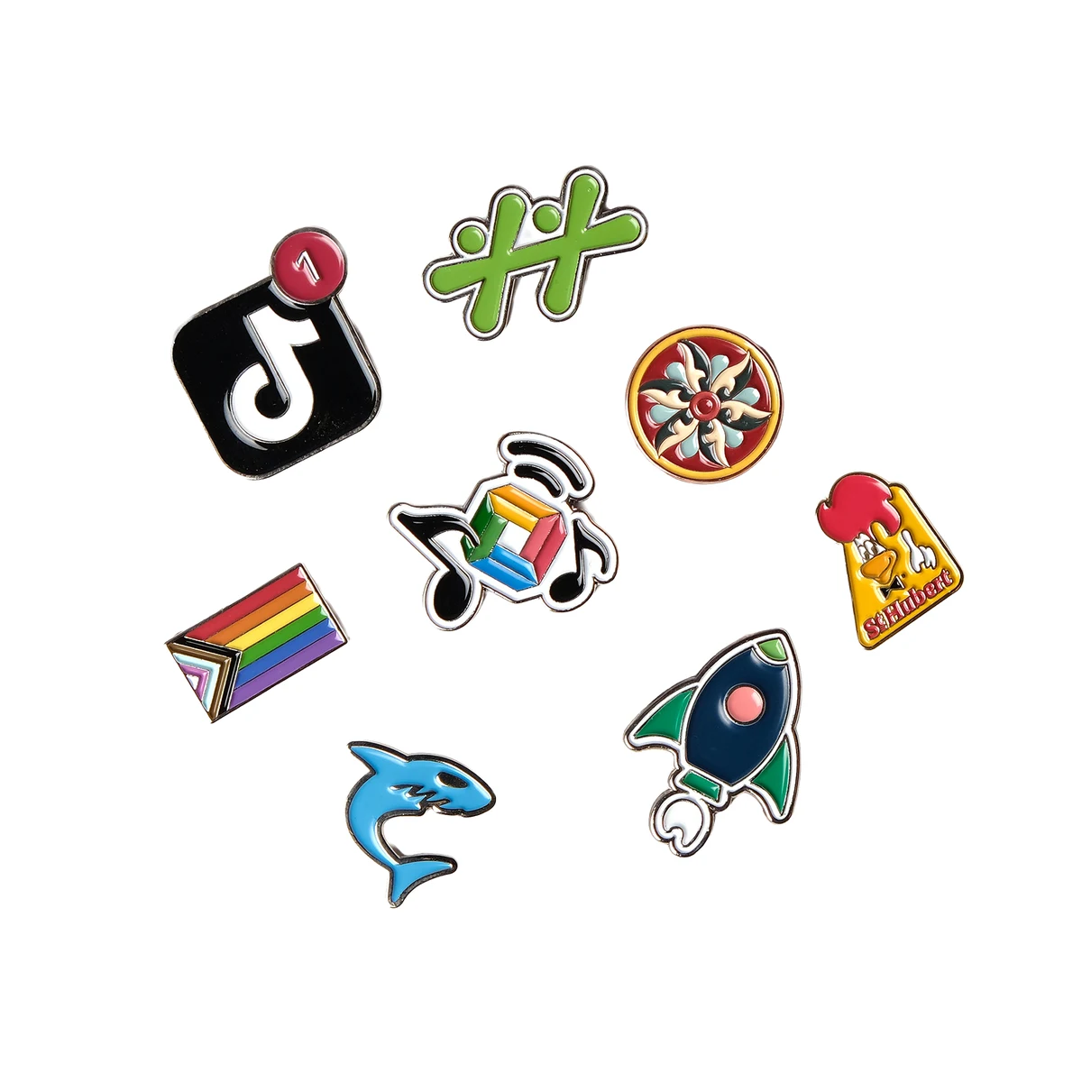 Diestruck Soft Enamel Lapel Pins: 3/4" W x 3/4" H 1