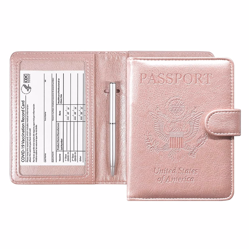 Passport Holder w/RFID Blocking Leather Wallet