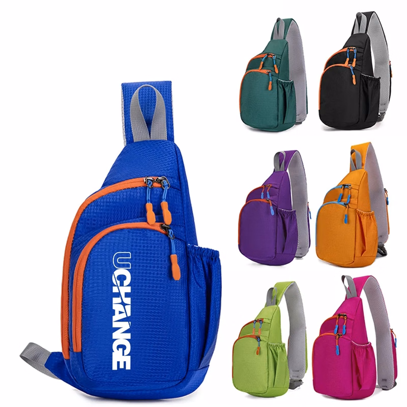 Nylon Sling Crossbody Chest Bag With Zippers & Side Pocket