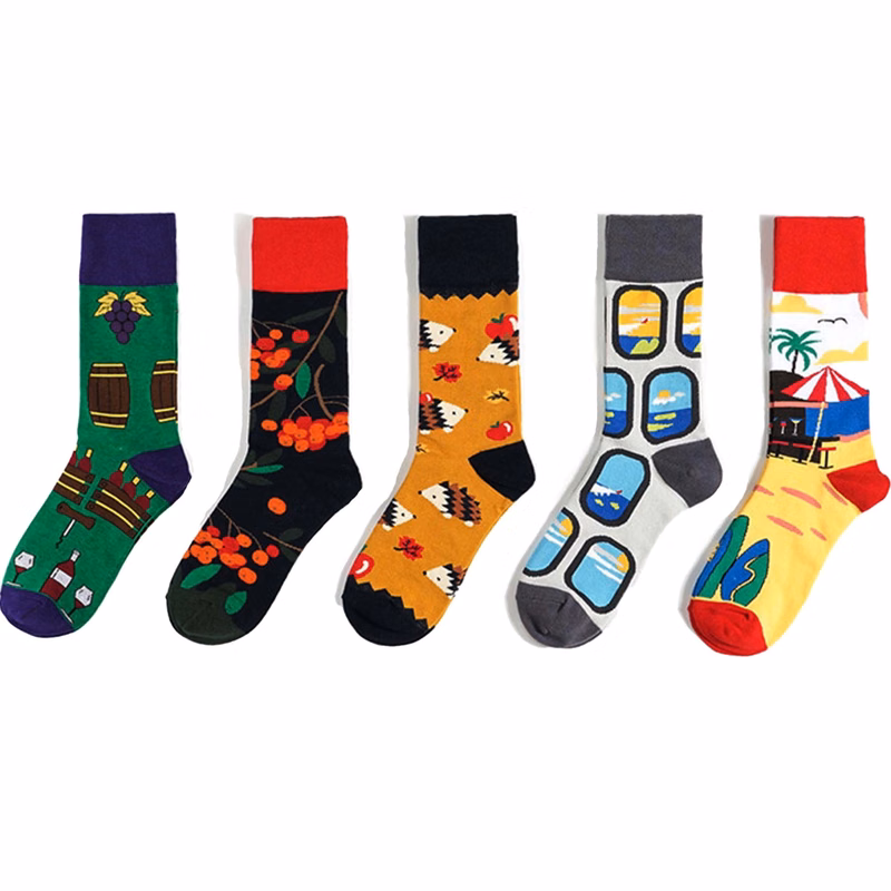 Adult Athletic Crew Woven Jacquard Cotton Socks