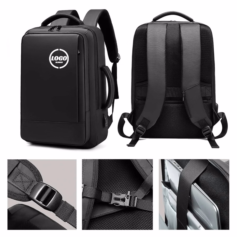 Custom Leather-Membrane Black Business Backpack