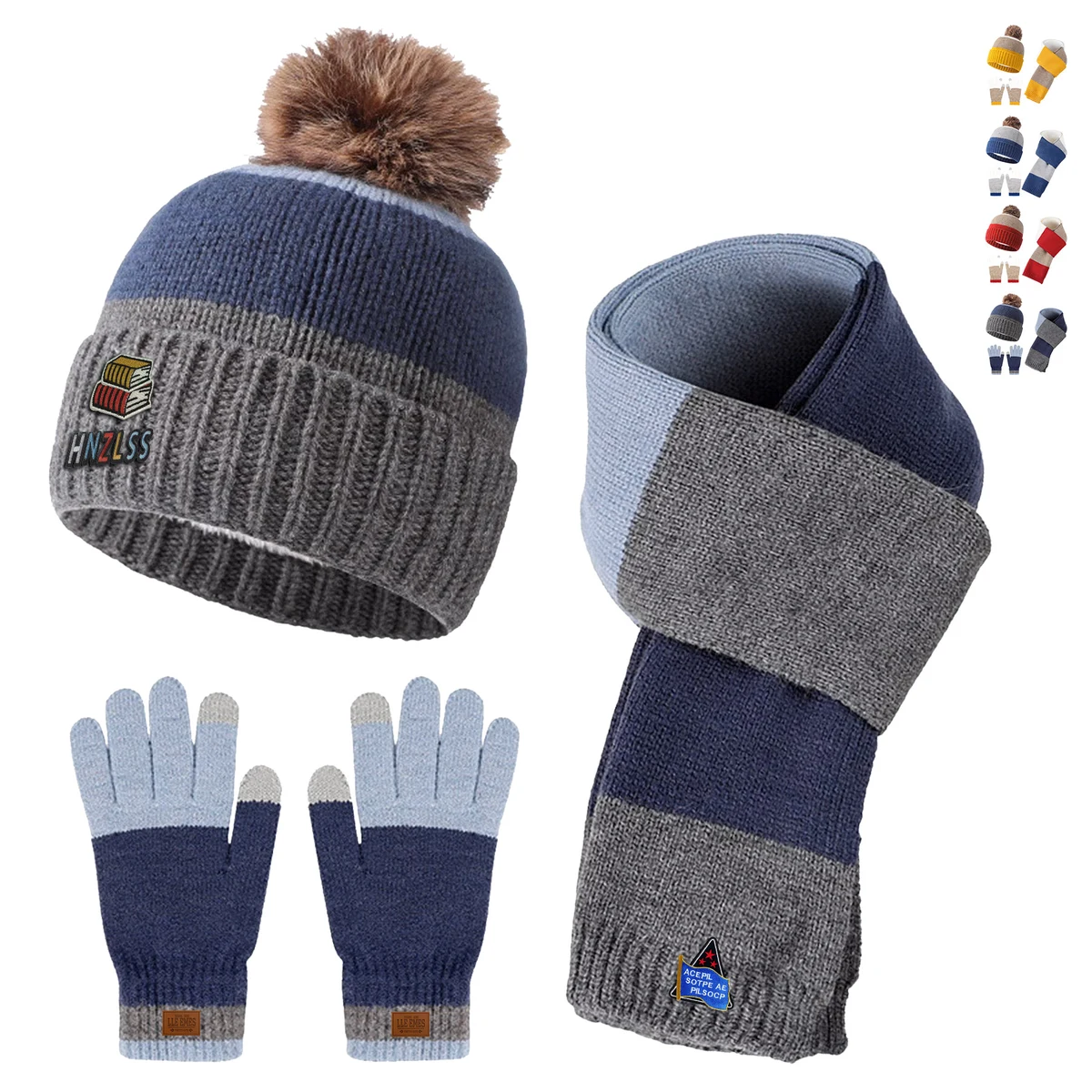 Winter Warm Beanie Hat & Gloves & Scarf 3PCS Set 1