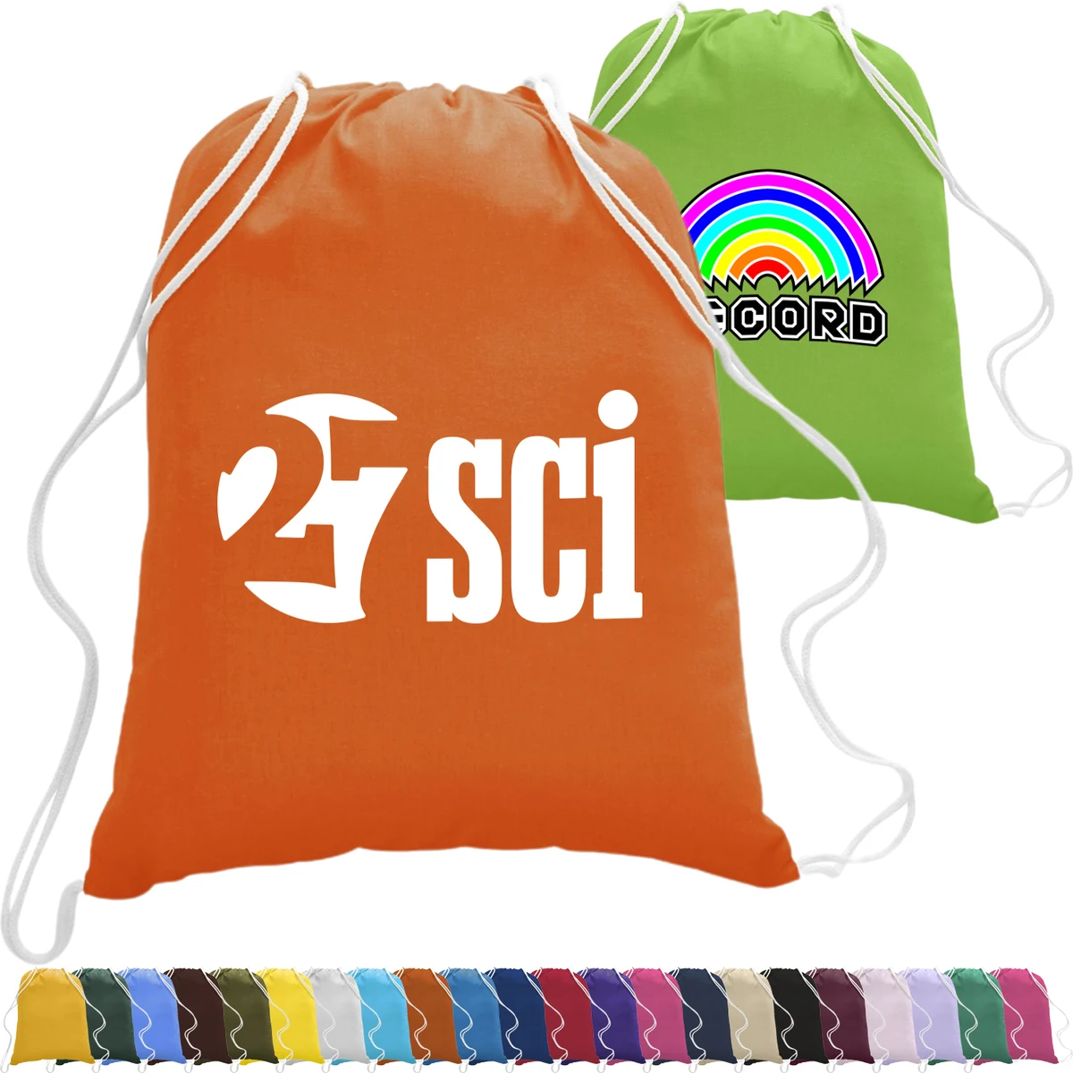 Sporty Canvas Drawstring Backpack w/ Custom Logo 14" X 18" 1