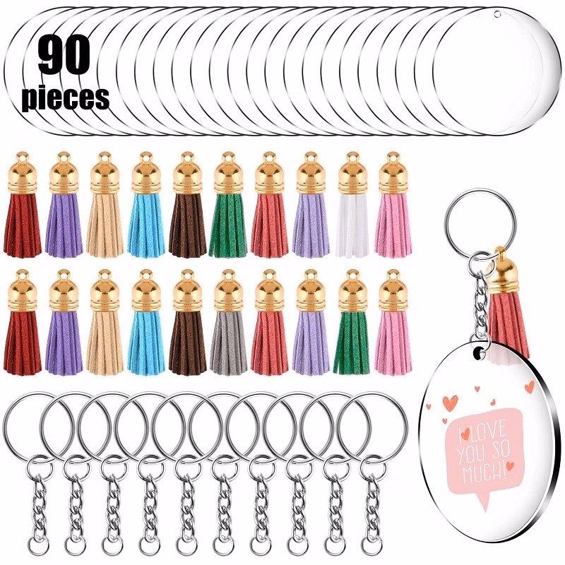 30Pcs Acrylic Tassel Keychain