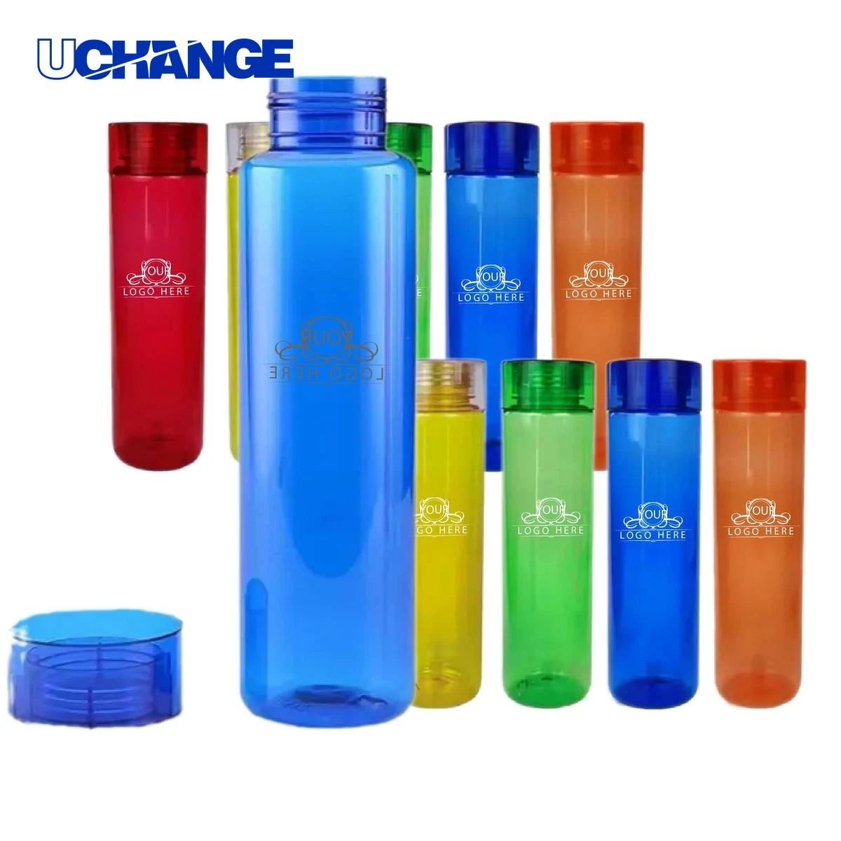 Cylindrical Plastic Water Bottle Container (30 oz) 1
