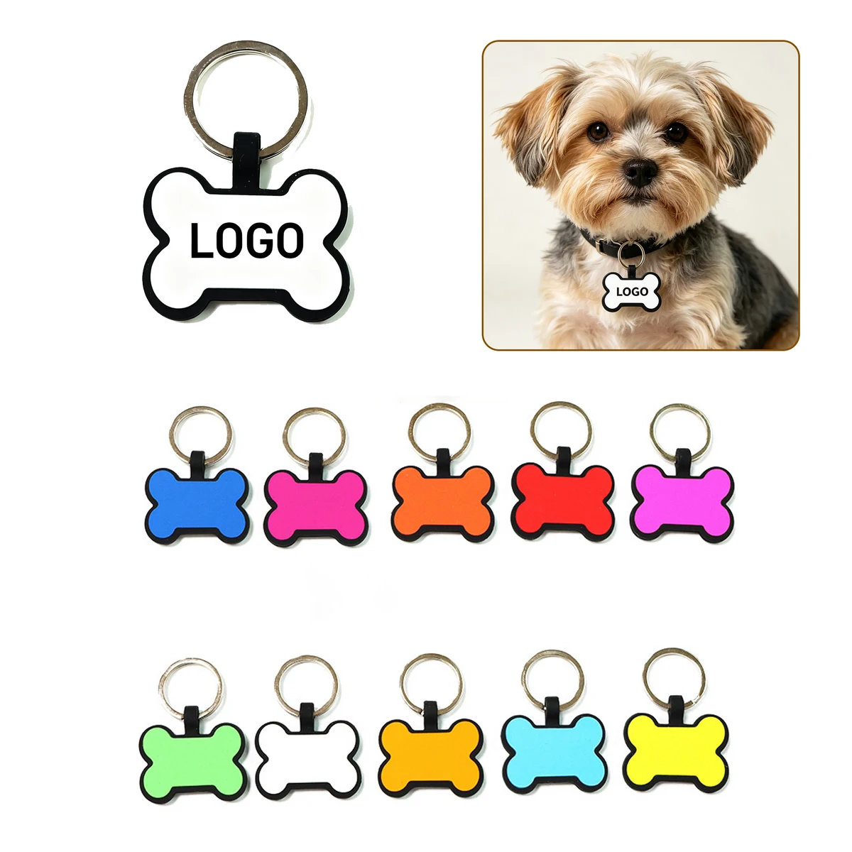 Custom Logo Silicone Bone Shape Pet ID Tag 1