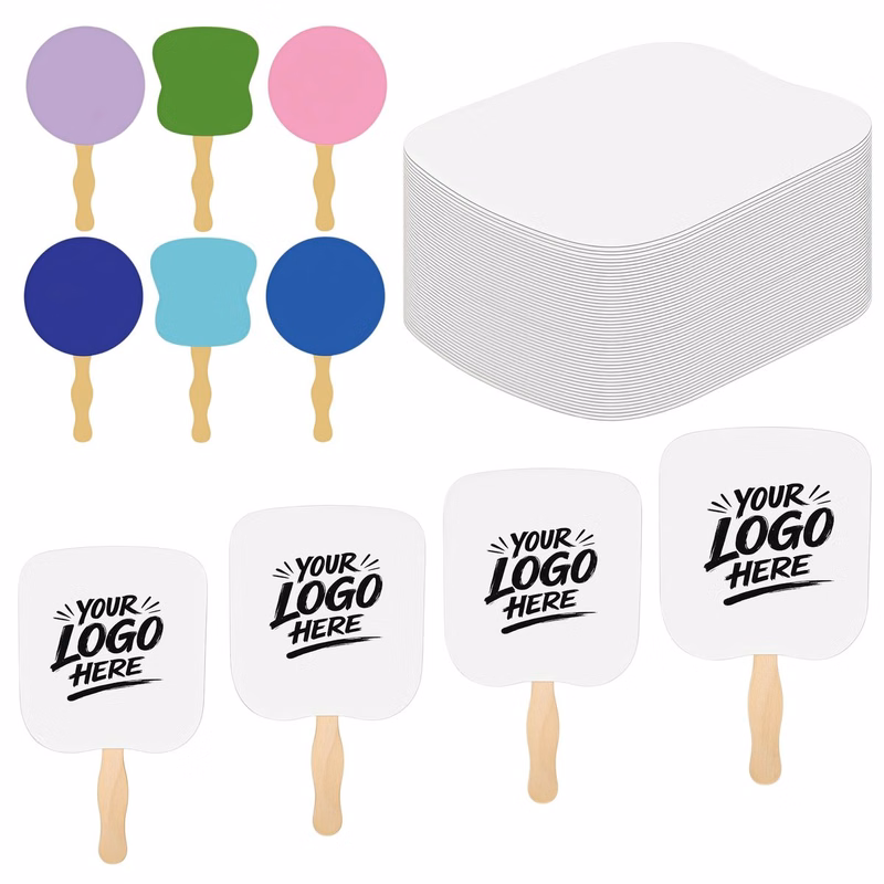 Wooden Handle Paper Hand Fan Custom Design