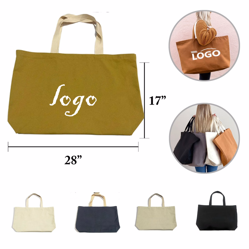 MOQ50 Large Canvas Tote Shopping Handbag