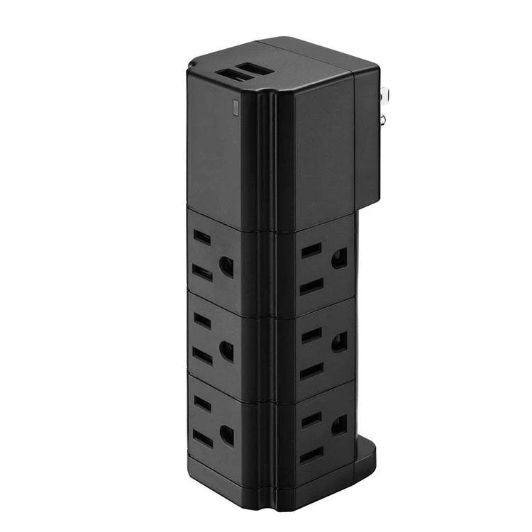 Multi-Charging Tower - 9 Outlets 2 USB Ports Black 1