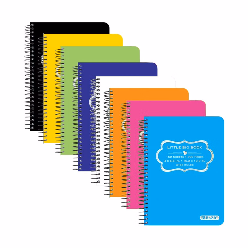 Little Big Book Spiral Notebooks - 150 Wide Ruled Sheets 8 Poly Color Covers