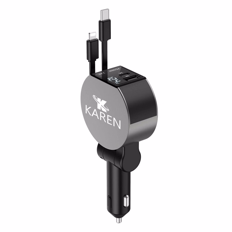 4 in 1 Compact Retractable Fast Car Charger