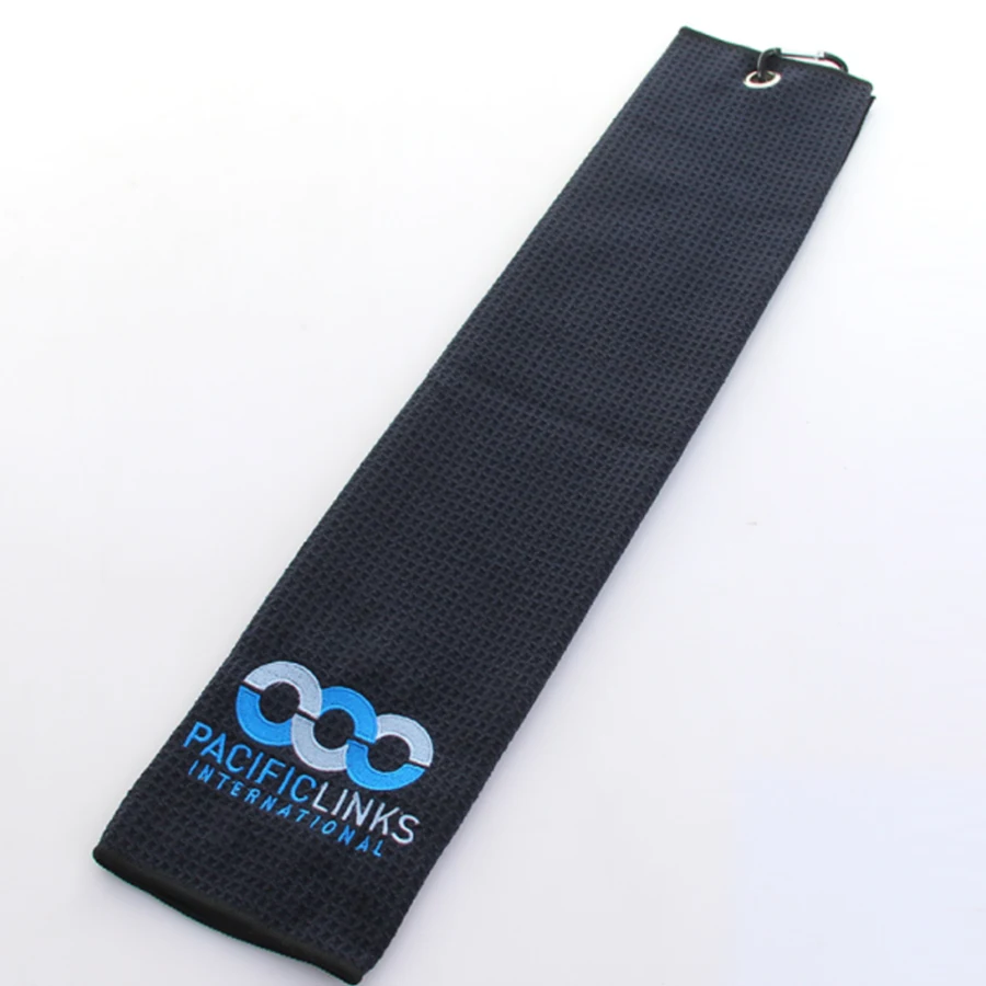 Embroidered Waffle Microfiber Golf Towel - 16" x 23.5" 1