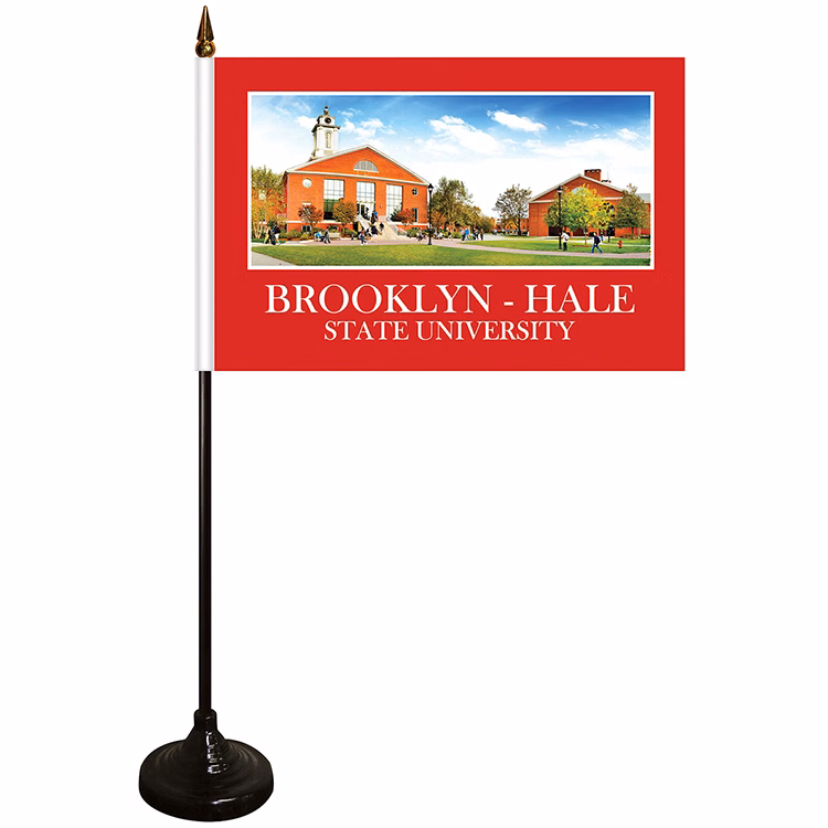 6" x 9" Single Reverse Stick Flag with Black Plastic Weighted Base