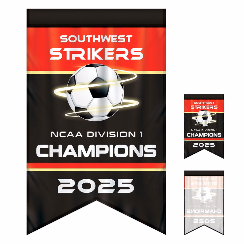 2' x 3' Championship Banner Single Sided Dove Tail Cut