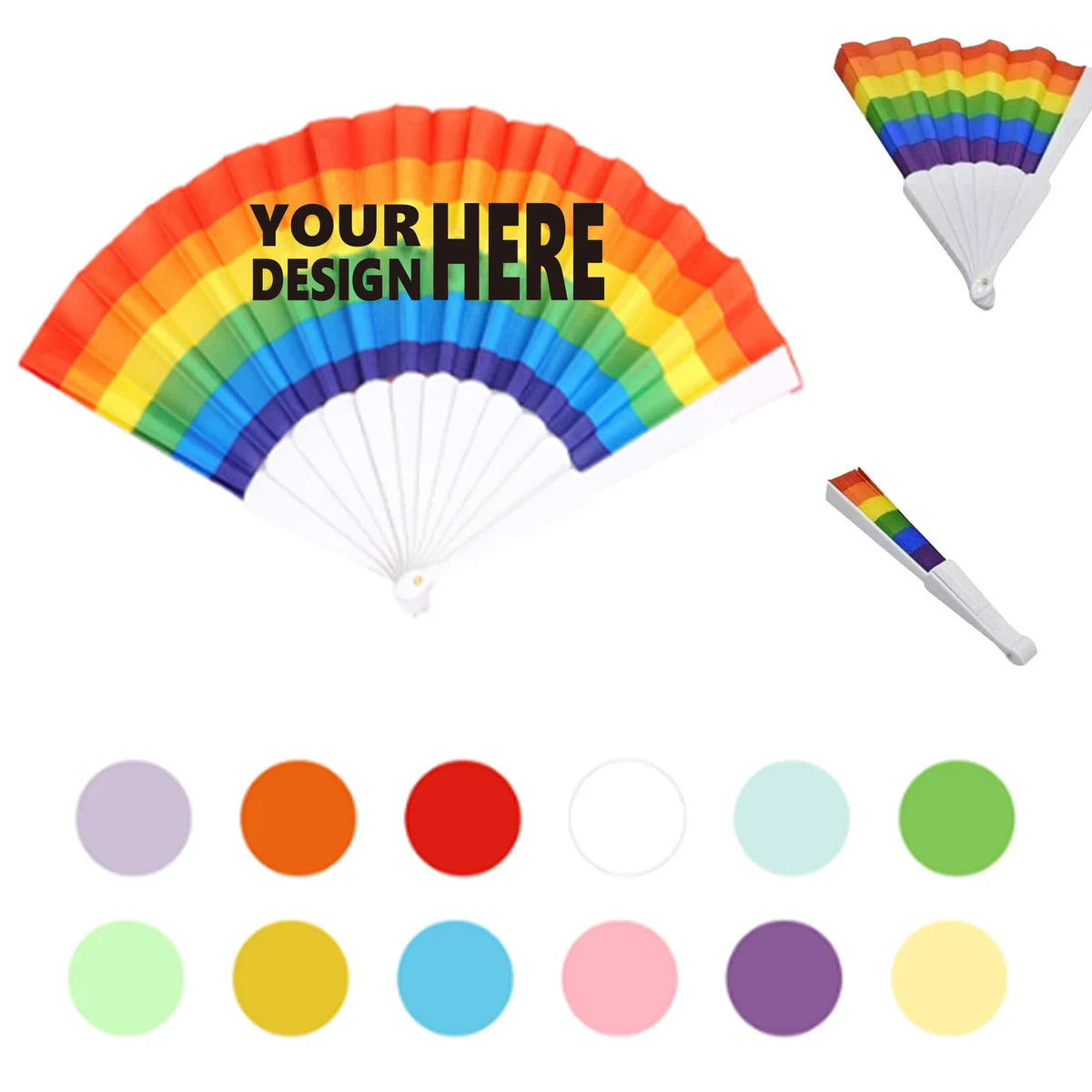 Custom Printed Rainbow Hand Fan for Events 1