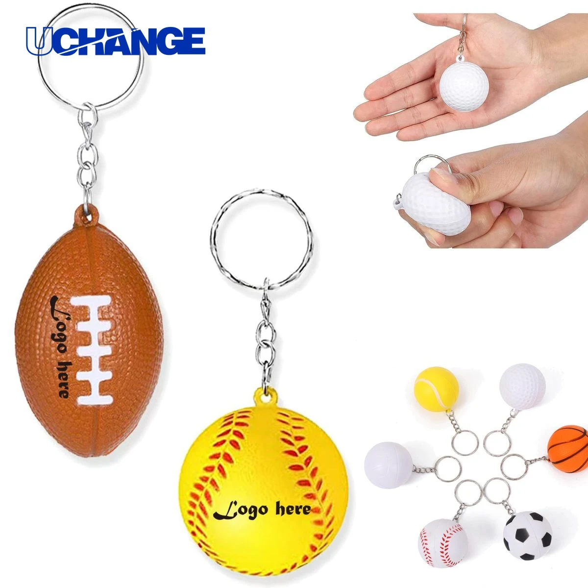 Soft Squeezable Fidget Ball Keychain 1