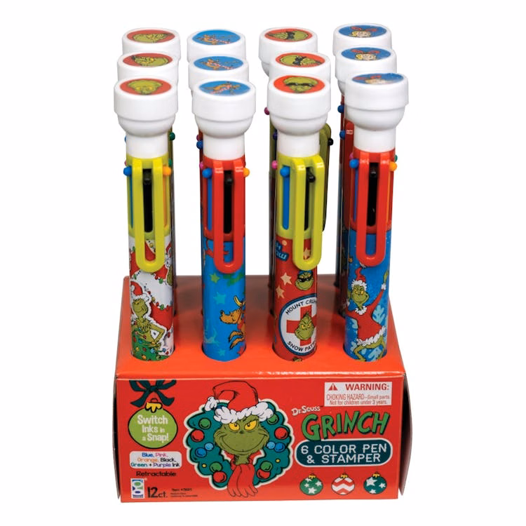 Grinch Pens with Stamper - 6 Ink Colors
