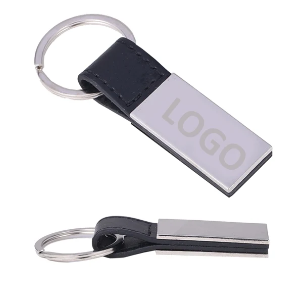 Custom 2.375 Inch PU Leather Keychain — Laser Engraved Metal Plate Professional Promo 1