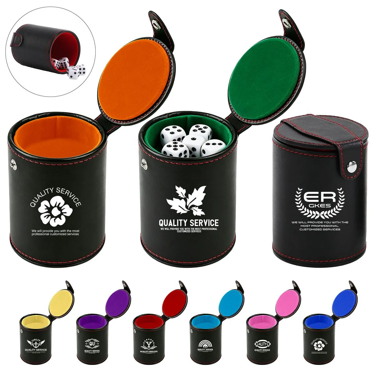 Double Layer PU Leather Dice Cup With Storage Function 1