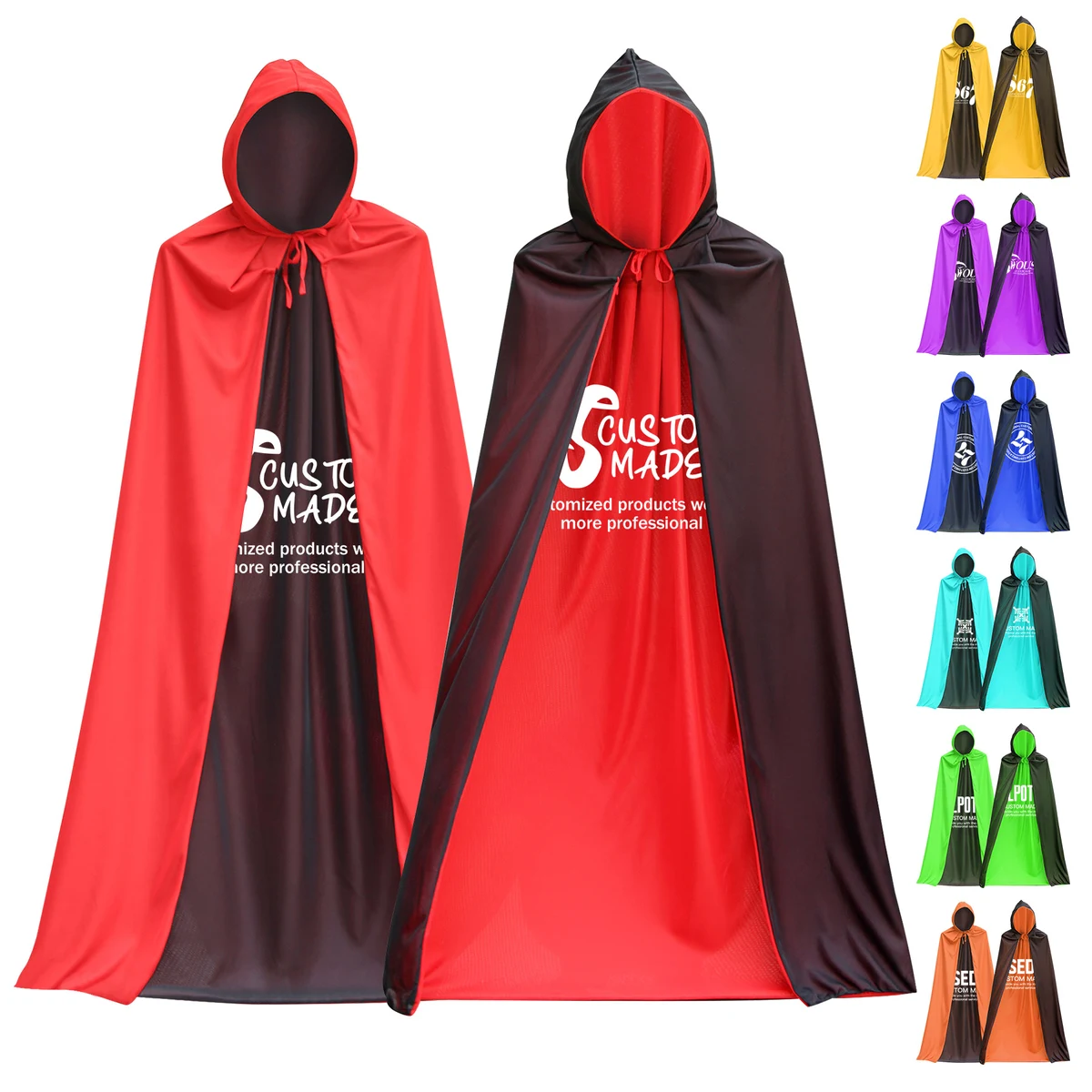 Double-sided Black Red Halloween Cape 1