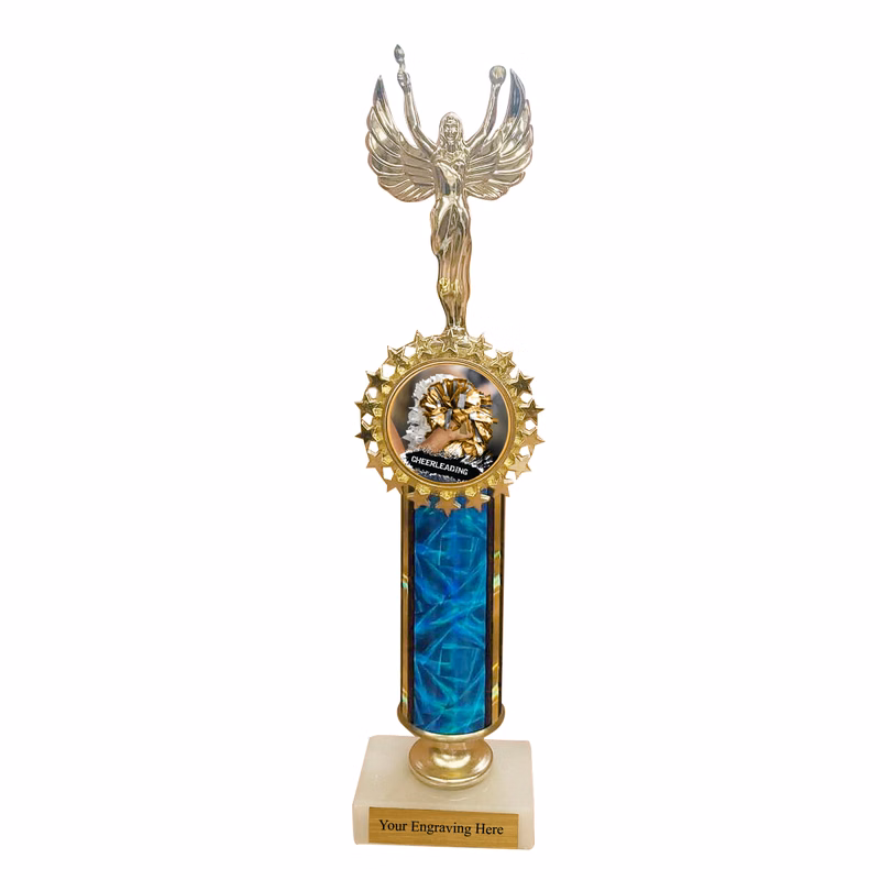 Round Column Trophy on Marble Base with Choice of Logo and Figure