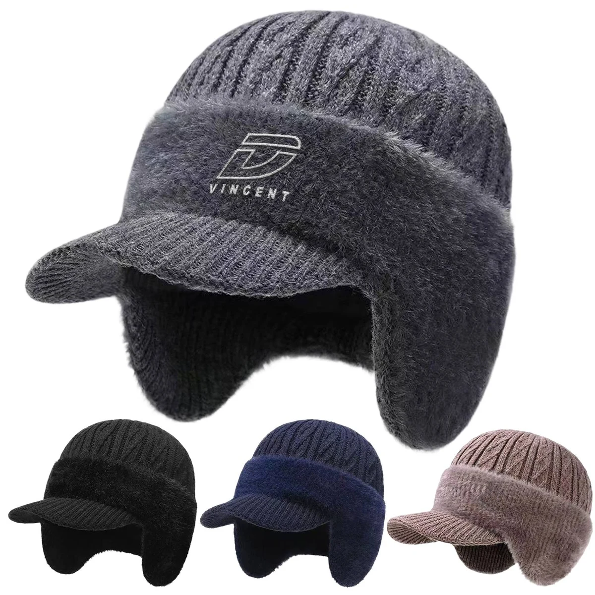 Fleece Lined Knit Beanie w/ Ear Protection 1