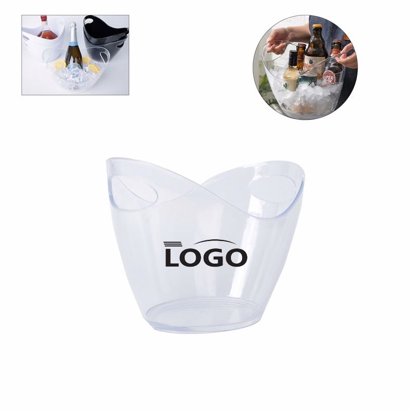 4L Clear Plastic Ice Bucket With Your Logo