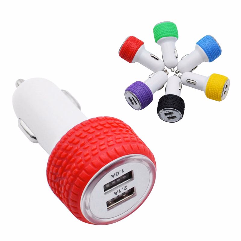 Dual port USB Car Charger With non-slip design