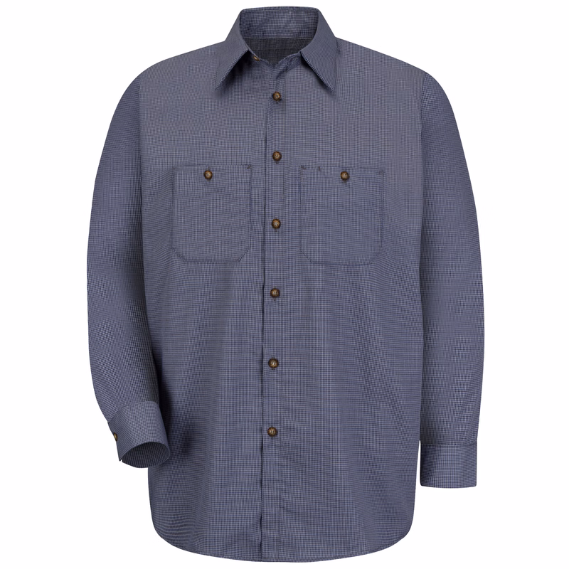 Red Kap® Men's Long Sleeve Microcheck Uniform Shirt