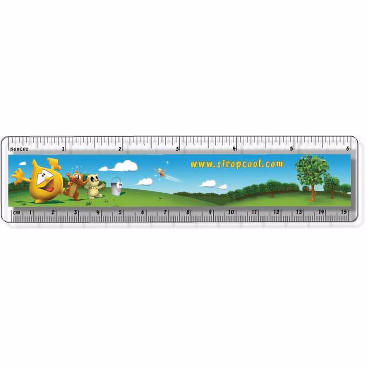 .020 Clear Plastic Rulers (1.5"x6.25") Rectangle / Round Corner, Full Colour